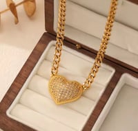 Image 5 of 316L Stainless Steel Heart Rhinestones Necklace Bracelets Earrings Set For Women 