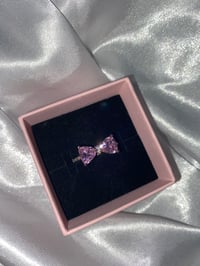 Image 1 of Pink adjustable crystal bow ring 