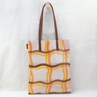 Image 1 of Jamie Soft Tote brown squiggly lines