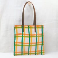 Image 1 of Jamie Soft Tote yellow green squiggly lines