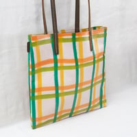 Image 2 of Jamie Soft Tote yellow green squiggly lines