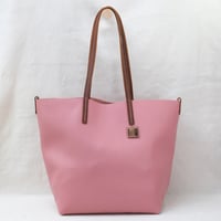Image 1 of Slouchy Wide Tote in pebbled retro pink