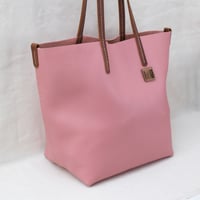 Image 2 of Slouchy Wide Tote in pebbled retro pink