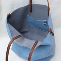 Image 6 of Slouchy Wide Tote in pebbled sky