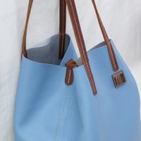 Image 7 of Slouchy Wide Tote in pebbled sky