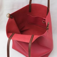 Image 7 of Slouchy Wide Tote in pebbled red
