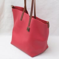 Image 4 of Slouchy Wide Tote in pebbled red