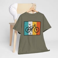 Image 1 of Retro Mountain Bike T‑Shirt — Vintage Striped Bicycle Graphic Tee