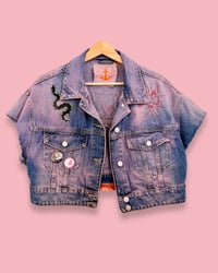 Image 2 of NOT MY CIRCUS ¥ CROPPED DENIM VEST ¥ HAND DYED ¥ IBIZA