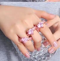 Image 4 of Gold Pink Heart Iced Out Bling Cut 5A CZ 