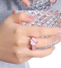 Image 5 of Gold Pink Heart Iced Out Bling Cut 5A CZ 