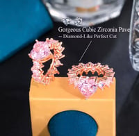 Image 8 of Gold Pink Heart Iced Out Bling Cut 5A CZ 