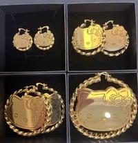 Image 2 of Kitty Earring Hoops Stainless Steel 18k Gold Plated