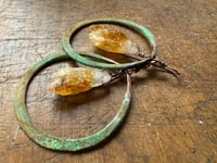 Image 3 of Citrine Copper Hoops earrings 
