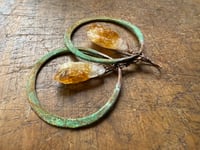 Image 12 of Citrine Copper Hoops earrings 