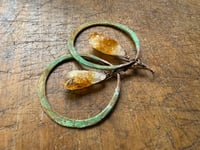 Image 14 of Citrine Copper Hoops earrings 