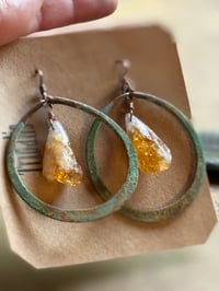 Image 21 of Citrine Copper Hoops earrings 