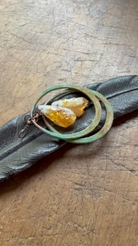 Image 11 of Citrine Copper Hoops earrings 