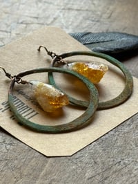 Image 16 of Citrine Copper Hoops earrings 
