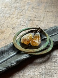 Image 17 of Citrine Copper Hoops earrings 
