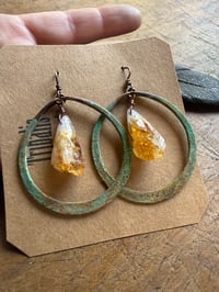 Image 8 of Citrine Copper Hoops earrings 
