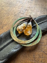 Image 2 of Citrine Copper Hoops earrings 