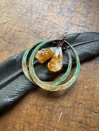 Image 6 of Citrine Copper Hoops earrings 