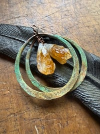 Image 4 of Citrine Copper Hoops earrings 