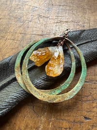 Image 20 of Citrine Copper Hoops earrings 