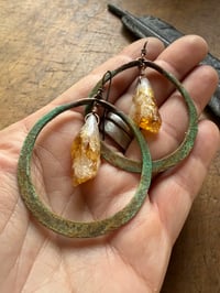 Image 5 of Citrine Copper Hoops earrings 