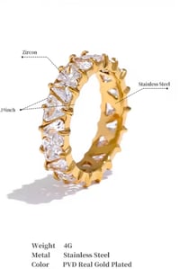 Image 7 of  Stainless Steel Bling Heart Cubic Zirconia ring 
