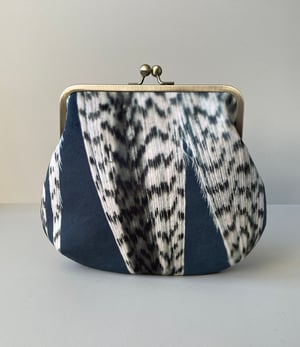 Image of Feather stripe, large velvet kisslock shoulder bag