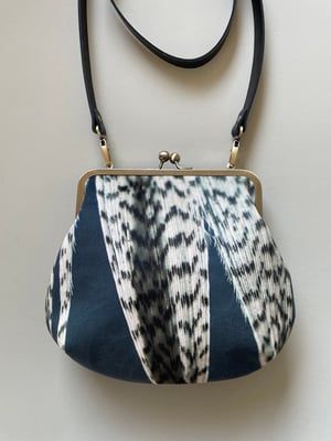 Image of Feather stripe, large velvet kisslock shoulder bag