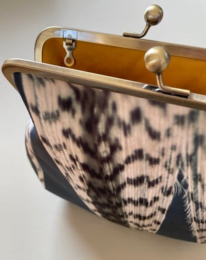 Image of Feather stripe, large velvet kisslock shoulder bag