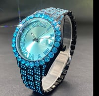 Image 1 of Ice Blue luxury rhinestone watch (unisex)