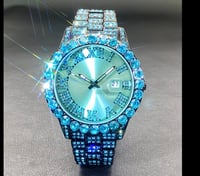 Image 4 of Ice Blue luxury rhinestone watch (unisex)