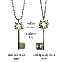 Image 2 of Skeleton Key pendant in sterling silver or bronze