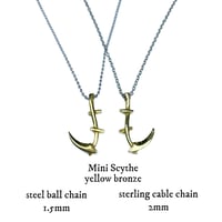 Image 2 of Mini Scythe necklace in sterling silver, gold, or bronze