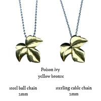 Image 2 of Poison Ivy necklace in sterling silver, gold, or bronze