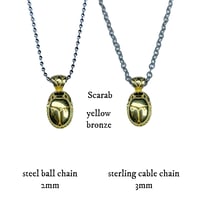 Image 2 of Scarab necklace in sterling silver, gold, or bronze