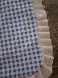 Image 2 of Distressed Ruffle Dining Cushion/Blue/White Gingham