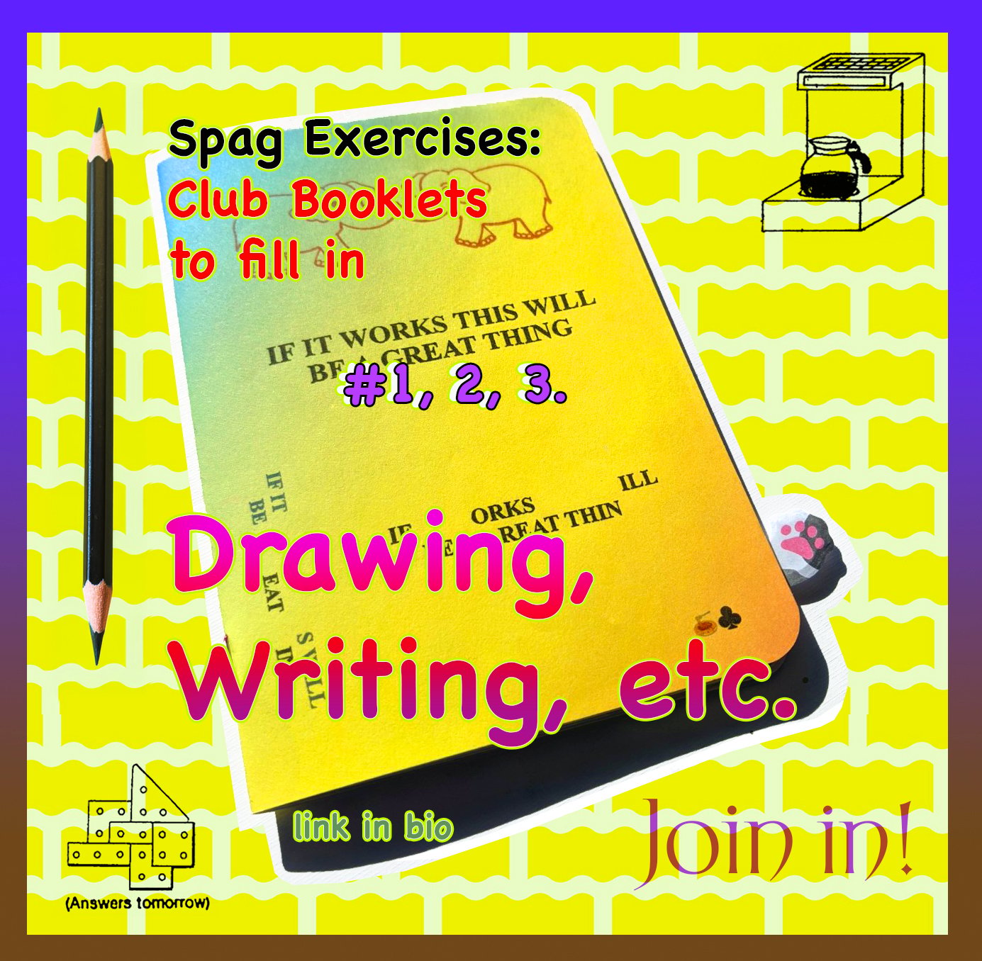 Image of Spag Club Booklets to fill in: #1, 2 and 3 (all different)