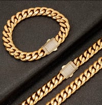 Image 1 of Men 18k gold plated necklace set
