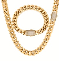 Image 2 of Men 18k gold plated necklace set