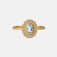 Diana Petite  Aquamarine Halo Ring