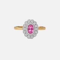 Image 1 of Diana Petite  Pink Sapphire Halo Ring