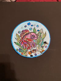 Image 2 of Beta Fish in Bowl Mixed Media Painting
