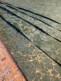 Image 2 of 'Green Frost' with copper vein hand marbled paper, 5 sheets available at time of listing