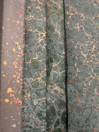 Image 4 of 'Green Frost' with copper vein hand marbled paper, 5 sheets available at time of listing