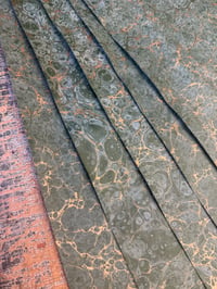 Image 5 of 'Green Frost' with copper vein hand marbled paper, 5 sheets available at time of listing
